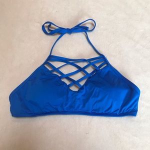 Blue Mossimo Bikini Top With Criss Cross Front